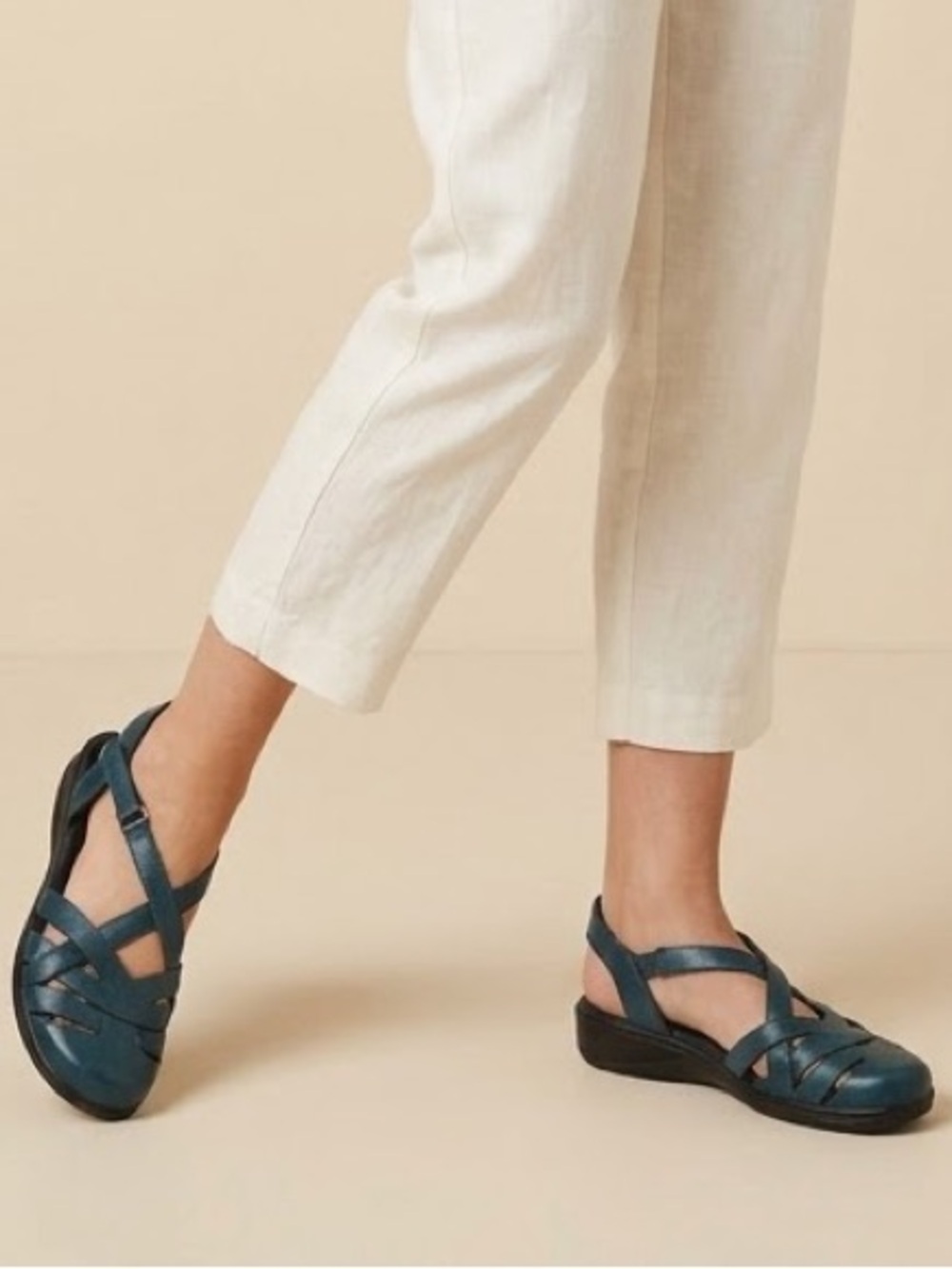 easy street Teal Crisscross Slingback Sandals